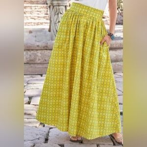 🌻NWT Sundance catalog yellow long, "wild impressions" Skirt size L $148